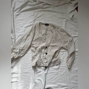 Women's Cream Button-Up Shirt - ZARA